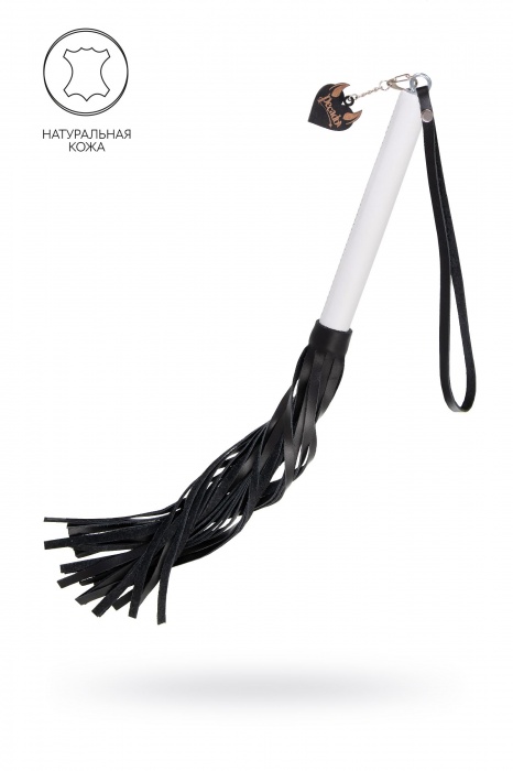 Плеть с белой рукоятью и чёрными хлыстами - 50 см. - Pecado - купить с доставкой в Москве
