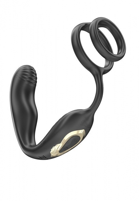 Черная анальная пробка с вращением и эрекционными кольцами - Ibiza - в Москве купить с доставкой