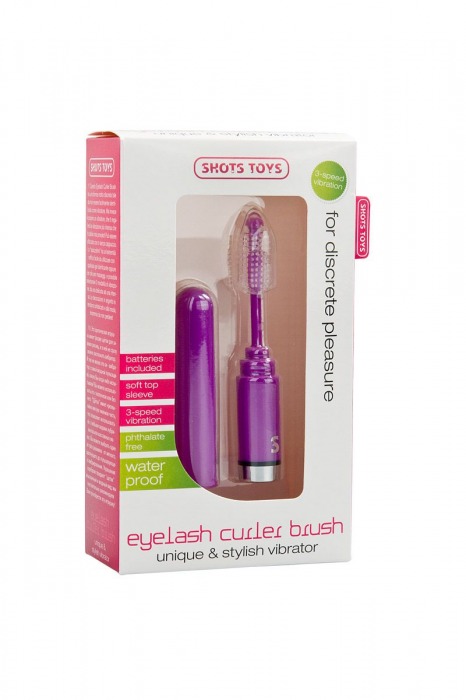 Фиолетовый мини-вибратор Eyelash Curler Brush в виде туши для ресниц - 13 см. - Shots Media BV