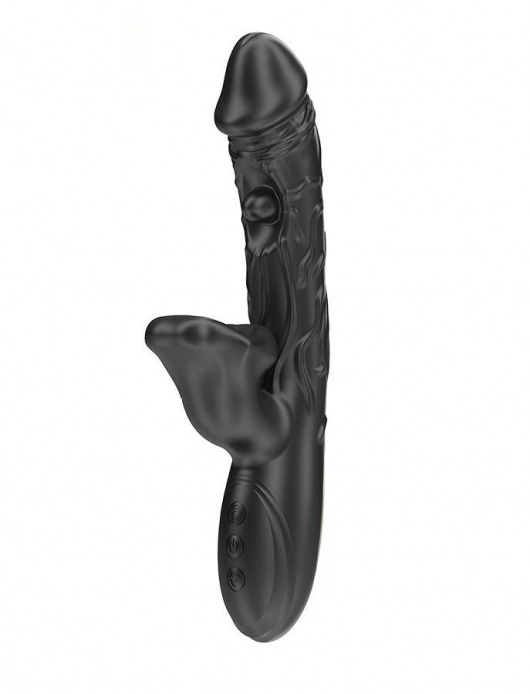 Черный вибратор с режимами колебаний и посасывания - 23,5 см. - Ibiza