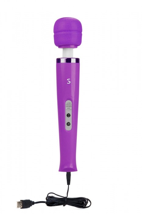 Фиолетовый вибромассажер, работающий от сети, Ultra Twizzle Trigger USB Plug - 31,5 см. - Shots Media BV