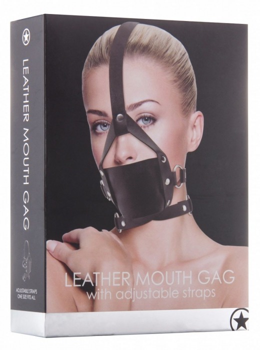 Чёрный кожаный кляп Leather Mouth Gag - Shots Media BV - купить с доставкой в Москве