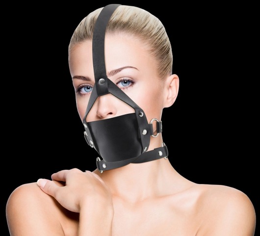 Чёрный кожаный кляп Leather Mouth Gag - Shots Media BV - купить с доставкой в Москве