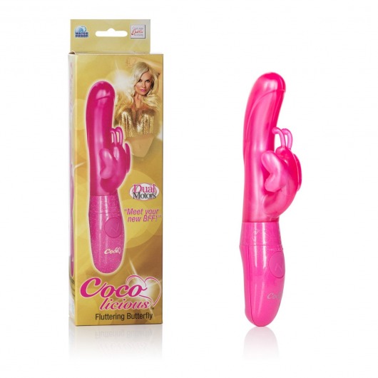 Розовый вибромассажер Fluttering Butterfly Vibes - 22 см. - California Exotic Novelties