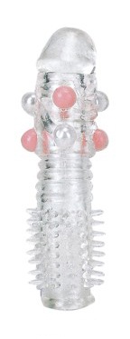 Прозрачная насадка на фаллос с закрытой головкой и шишечками - Sextoy 2011 - в Москве купить с доставкой