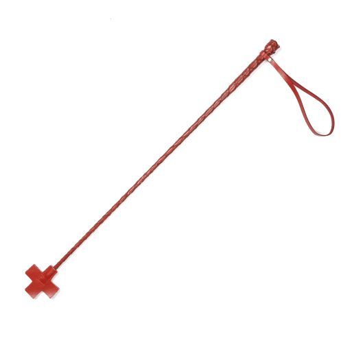Красный кожаный стек с крестообразным наконечником - 70 см. - Sitabella - купить с доставкой в Москве