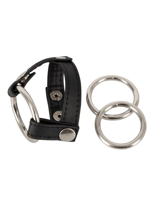 Подхват для мошонки с 3 съемными эрекционными кольцами Leder-Riemen - Orion - в Москве купить с доставкой