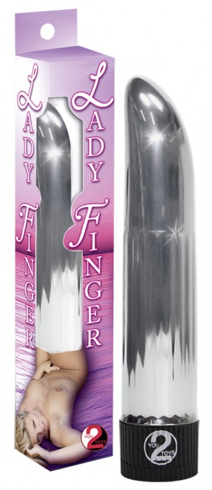 Серебристый вибратор  Ladyfinger со скошенным кончиком - 13 см. - Orion