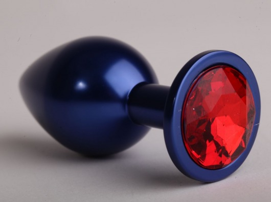 Синяя анальная пробка с красным кристаллом - 8,2 см. - 4sexdreaM - купить с доставкой в Москве
