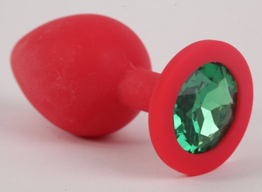 Красная силиконовая пробка с зеленым кристаллом - 9,5 см. - 4sexdreaM - купить с доставкой в Москве