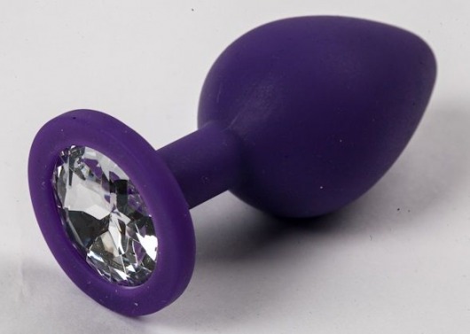 Большая фиолетовая силиконовая пробка с фиолетовым кристаллом - 9,5 см. - 4sexdreaM - купить с доставкой в Москве
