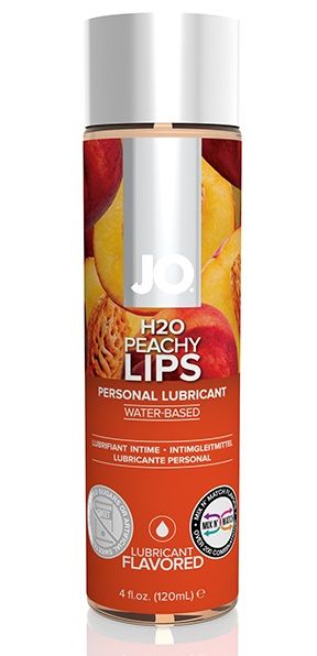 Лубрикант на водной основе с ароматом персика JO Flavored Peachy Lips - 120 мл. - System JO - купить с доставкой в Москве