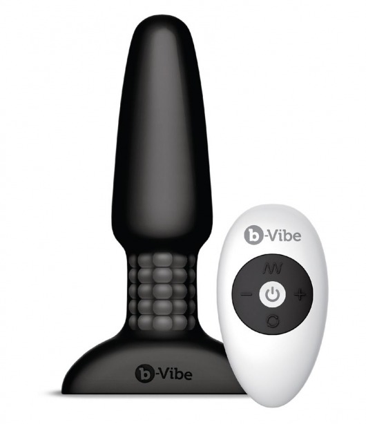 Чёрная вибровтулка с ротацией шариков RIMMING REMOTE CONTROL PLUG BLACK - 15,2 см. - b-Vibe