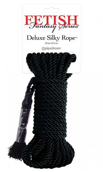 Черная веревка для фиксации Deluxe Silky Rope - 9,75 м. - Pipedream - купить с доставкой в Москве