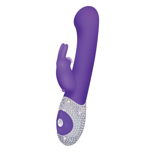 Фиолетовый вибромассажёр The G-spot Rabbit с украшенной стразами рукоятью - 22 см. - The Rabbit Company