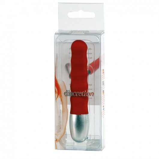 Стильный красный мини-вибратор Discretion Vibe Ribbed - 11 см. - Seven Creations