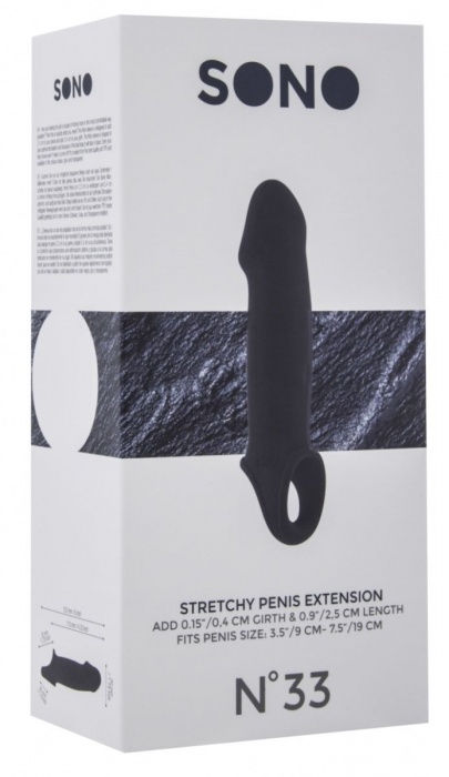 Чёрная насадка с подхватом Stretchy Penis Extension No.33 - Shots Media BV - в Москве купить с доставкой