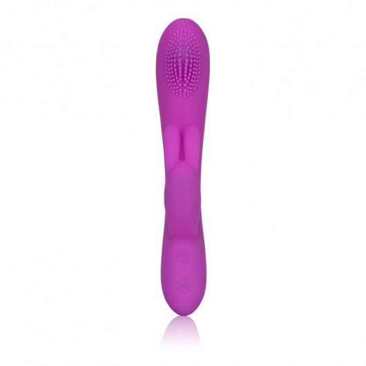 Фиолетовый вибромассажер Embrace Massaging Rabbit с щёточкой на головке - California Exotic Novelties