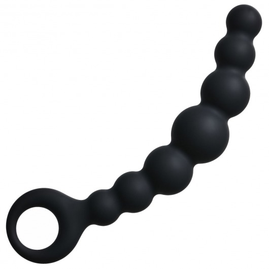 Чёрная упругая анальная цепочка Flexible Wand - 18 см. - Lola Games