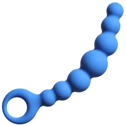 Синяя упругая анальная цепочка Flexible Wand - 18 см. - Lola Games