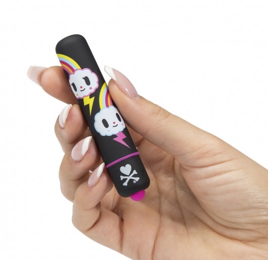 Чёрная вибропуля  с тучками MINI BULLET VIBRATOR BLACK STORM CLOUDS - Tokidoki
