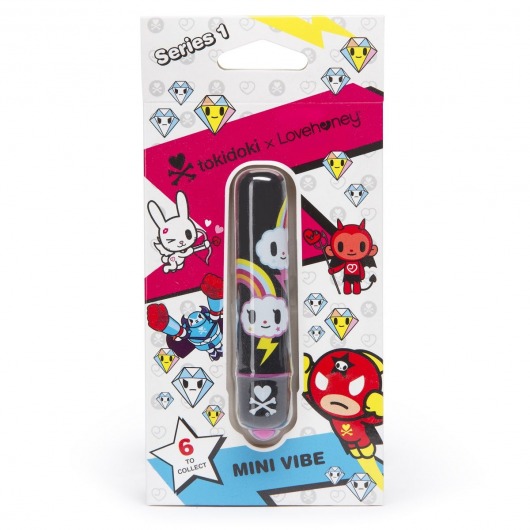 Чёрная вибропуля  с тучками MINI BULLET VIBRATOR BLACK STORM CLOUDS - Tokidoki