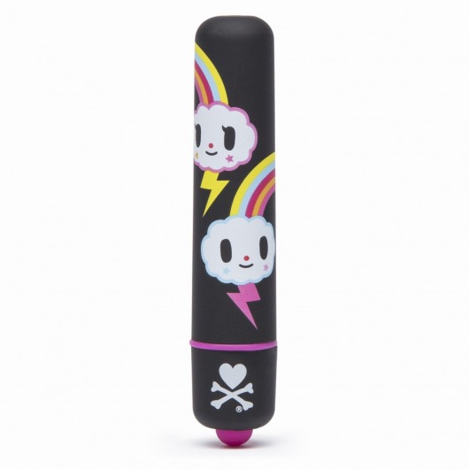 Чёрная вибропуля  с тучками MINI BULLET VIBRATOR BLACK STORM CLOUDS - Tokidoki