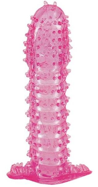 Гелевая розовая насадка с шипами - 12 см. - Toyfa Basic - в Москве купить с доставкой