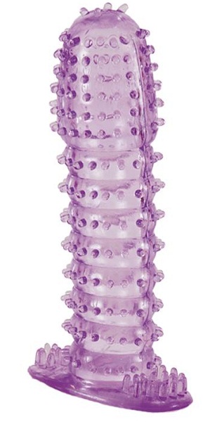 Гелевая фиолетовая насадка с шипами - 12 см. - Toyfa Basic - в Москве купить с доставкой