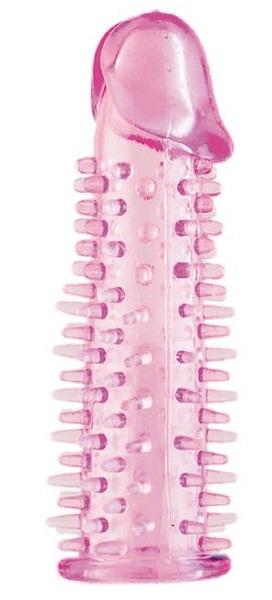 Розовая насадка на половой член с закрытой головкой и шипиками - 12,5 см. - ToyFa - в Москве купить с доставкой