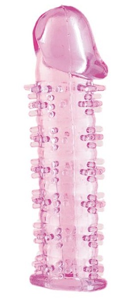 Гелевая розовая насадка на фаллос с шипами - 12 см. - Toyfa Basic - в Москве купить с доставкой