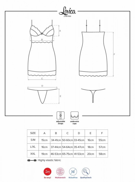 Облегающая сорочка Lovica с изысканным цветочным узором кружева - Obsessive купить с доставкой