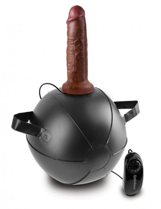 Мини-мяч с фаллической насадкой коричневого цвета и вибрацией Vibrating Mini Sex Ball with 7  Dildo - 17,7 см. - Pipedream - купить с доставкой в Москве