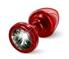 Красная анальная пробка с чёрным кристаллом ANNI round Red T1 Black Diamond - 6 см. - DIOGOL - купить с доставкой в Москве