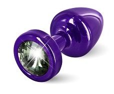 Фиолетовая пробка с черным кристаллом ANNI round Purple T1 Black Diamond - 6 см. - DIOGOL - купить с доставкой в Москве