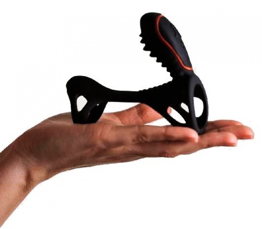 Чёрная насадка на фаллос Gladiator + LRS  с трехкнопочным пультом управления - Adrien Lastic - в Москве купить с доставкой