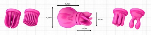 Розовый клиторальный стимулятор Caress с 5 заменяемыми насадками - Adrien Lastic