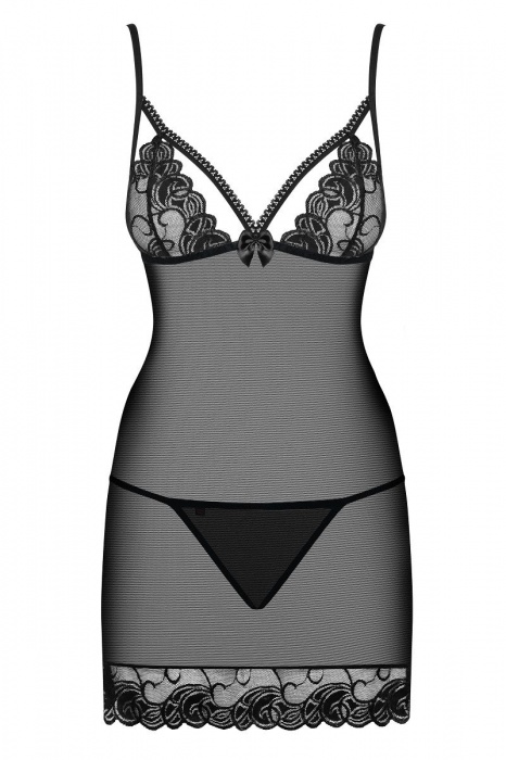 Облегающая сорочка Wonderia с кружевом - Obsessive купить с доставкой