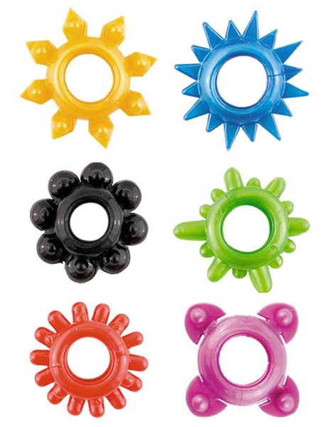 Набор из 6 разноцветных эрекционных колец - Toyfa Basic - в Москве купить с доставкой