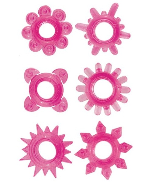 Набор из 6 розовых эрекционных колец - Toyfa Basic - в Москве купить с доставкой