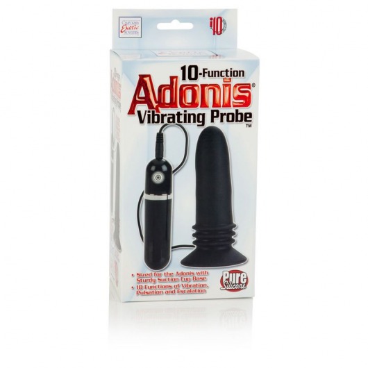 Чёрная анальная пробка 10-Function Adonis Vibrating Probes - 14 см. - California Exotic Novelties