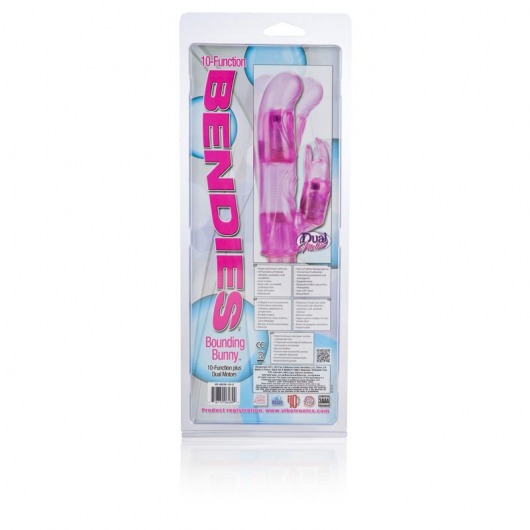 Розовый вибромассажер 10-Function Bendie Bounding Bunny Vibes - 22,8 см. - California Exotic Novelties