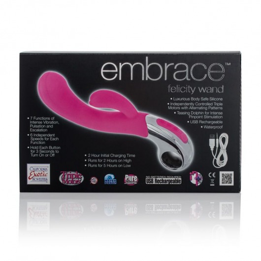 Розовый вибромассажер Embrace Felicity Wand - 21 см. - California Exotic Novelties
