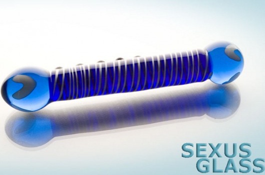Голубой стеклянный двусторонний стимулятор - 20 см. - Sexus