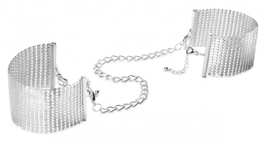 Серебристые наручники-браслеты Desir Metallique Handcuffs - Bijoux Indiscrets - купить с доставкой в Москве