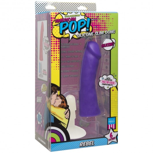 Фиолетовый фаллоимитатор American POP! Rebel 6  Slim Dong - 16,5 см. - Doc Johnson