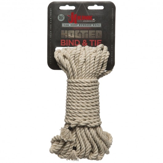 Бондажная пеньковая верёвка Kink Bind   Tie Hemp Bondage Rope 50 Ft - 15 м. - Doc Johnson - купить с доставкой в Москве