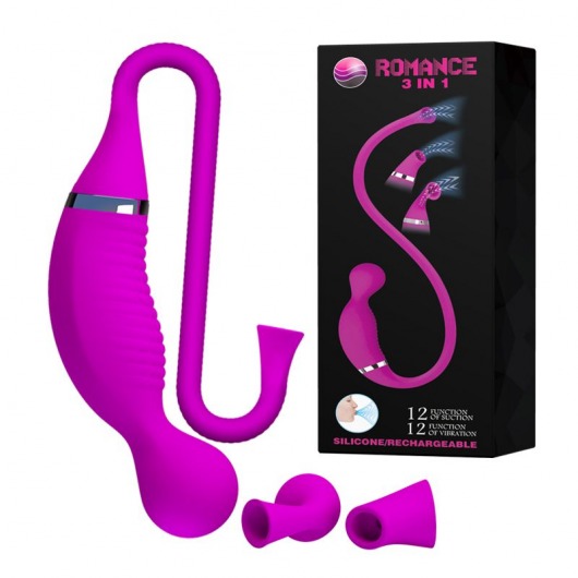 Двусторонний стимулятор Romance 3-in-1 - с вибрацией и функцией всасывания - Baile