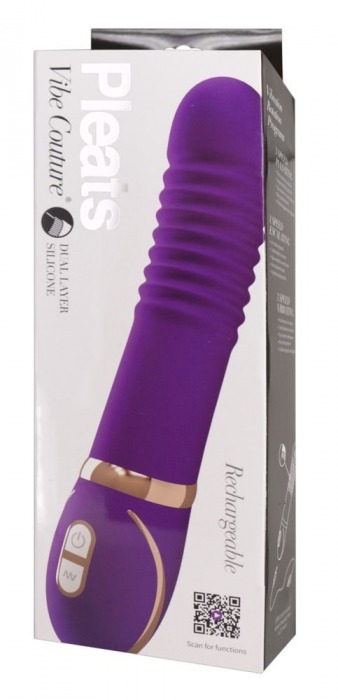 Фиолетовый водонепроницаемый вибратор Pleats с рёбрышками - 22 см. - Orion