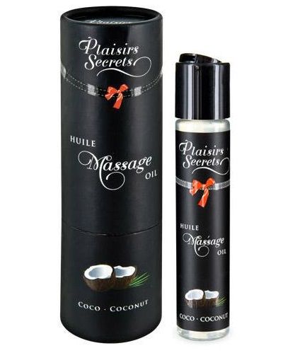 Массажное масло с ароматом кокоса Huile de Massage Gourmande Coco - 59 мл. - Plaisir Secret - купить с доставкой в Москве